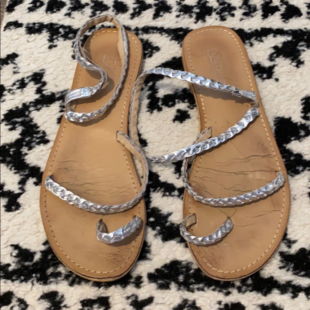 Silver ankle strap sandal